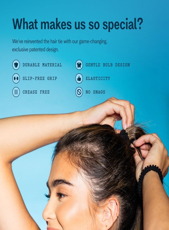 Gimme Beauty Spring Back Hair Bands - No-Snag Elastic Bands for Medium Hair - Gentle Ponytail Holders - Hair Style Essential - Stretchy Hair Tie Pack - Black, 12 Pack - Image 3